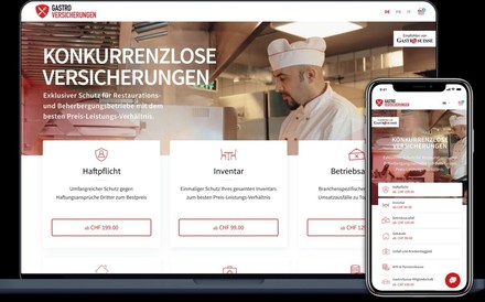 Screenshot der Versicherungs-Homepage