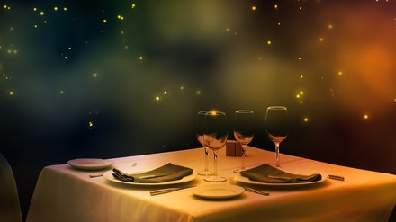 Ein gedeckter Tisch in einem Gourmetrestaurants.