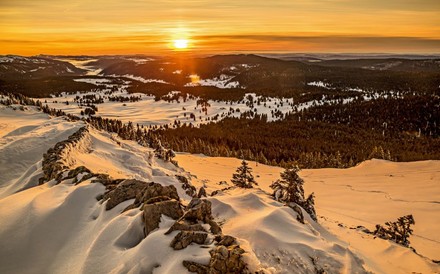 Sonnenaufgang in Schweizer Winterlandschaft