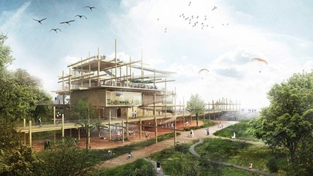 Skizze der Außenansicht des geplanten Familienzentrum in St. Peter-Ording