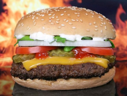 Ein Whopper vor einem Grillrost