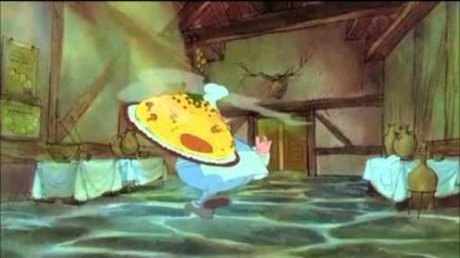 Koch trägt riesiges Omelette Asterix