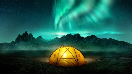 Ein Zelt auf einem Campingplatz