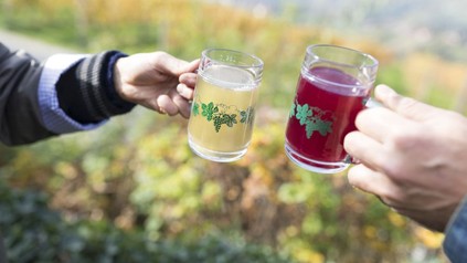 Gelbes und rotes Getränk