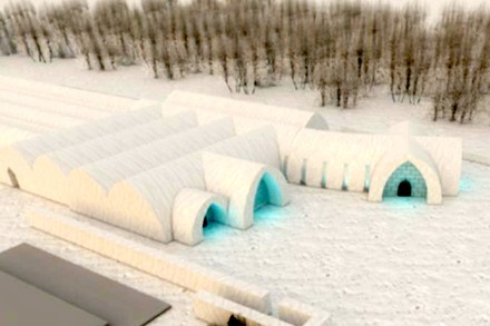 Ein Hotelkomplex aus Eis