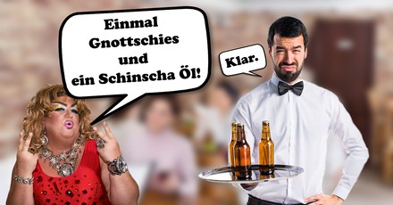 Transgender Frau und Kellner