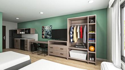 Die Apartments der neuen Marke „Echo Suites“ sind in der Regel Ein- und Zweibettzimmer mit Küchenzeile. (Foto: © WHG Comm)
Ein „Echo Suites“-Apartment