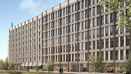 So soll die Immobilie einmal aussehen. (Foto: ©: ALT/SHIFT – Multidimensional Design / GBI Holding AG)
HanseMerkur Grundvermögen erwirbt Mixed-Use-Immobilie am Frankfurter Flughafen vom Projektentwickler GBI.