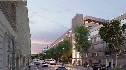 Arcotel AQ Straßenansicht. (Foto: © archait.at/ Stefan Laub)
Straßenansicht des geplanten Arcotel AQ in Wien.