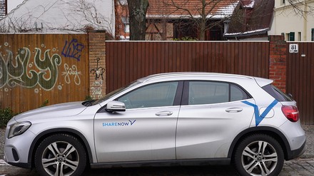 Share Now Carsharing Mercedes Leihauto in Berlin. (Foto: Achim Wagner/stock.adobe.com)
Share Now Auto in Berlin.