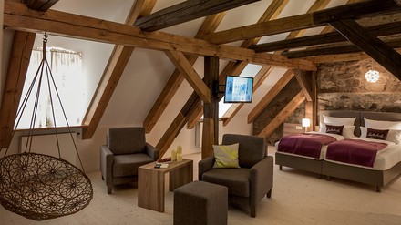 Das Deluxe Apartment im Schreiberhaus. (Foto: © Petra Kellner)
Hollerhöfe in Waldeck: Das Deluxe Apartment im Schreiberhaus.