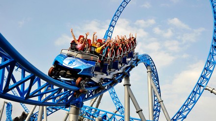 Der blue fire Megacoaster ist eine der beliebtesten Attraktionen im Europa-Park. (Foto: © Europa-Park)
blue fire Megacoaster