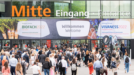 Mehr als 24.000 Fachbesucher aus 137 Ländern kamen zum Messe-Duo Biofach und Vivaness ins Messezentrum Nürnberg. (Foto: © NürnbergMesse / Uwe Niklas)
Messe Biofach 2022
