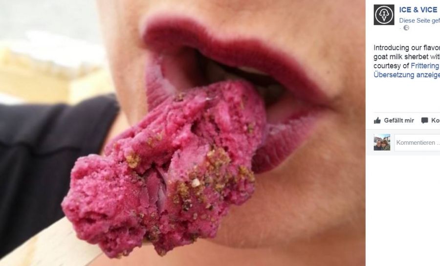 Frau isst Eis Eisdiele „Ice & Vice“