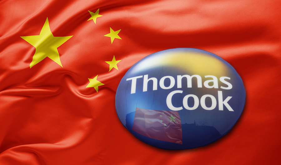 Das Thomas Cook-Logo auf einer chinesischen Flagge